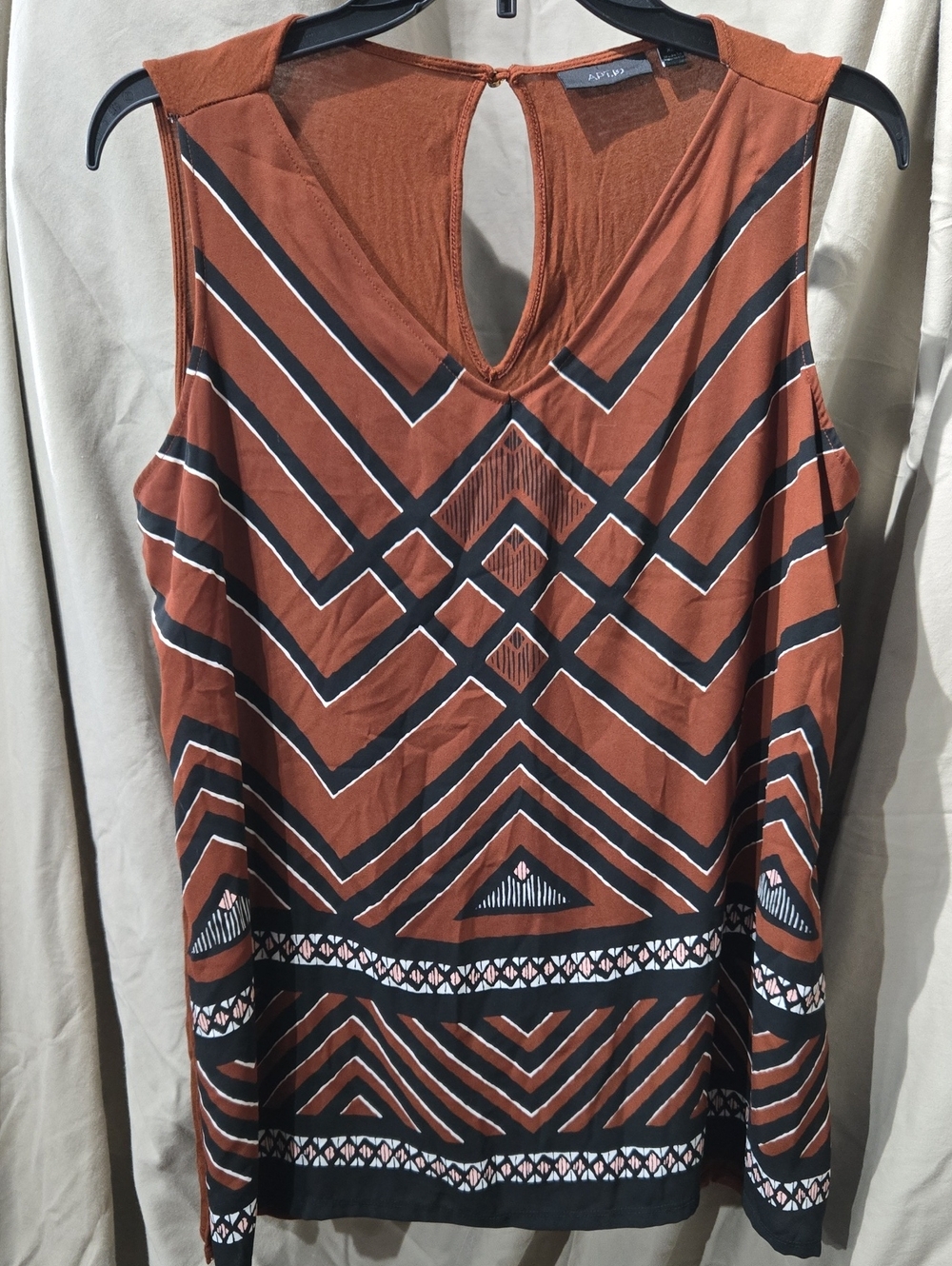 Apt. 9 Rust Geometric Sleeveless Tank